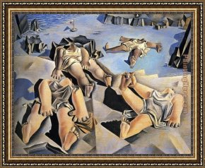 Figure Modern Framed Paintings - Figures Lying on the Sand by Salvador Dali