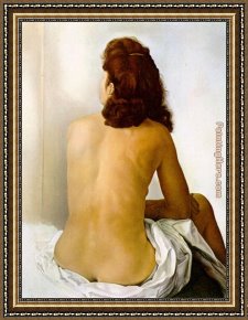 Venus in Front of The Mirror Framed Paintings - Gala Nude From Behind Looking in an Invisible Mirror by Salvador Dali