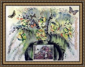 Le Vertige, Idylle Framed Paintings - Les fleurs et fruite by Salvador Dali