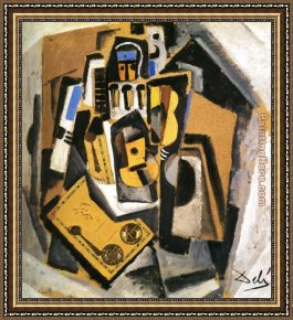 Guitar with Clarinet Framed Paintings - Pierrot and Guitar by Salvador Dali