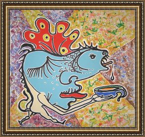 Miracle of The Bread And Fish Framed Paintings - the fish by Salvador Dali