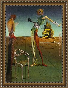 Woman with a Parasol 1 Framed Paintings - Woman With Head of Roses by Salvador Dali