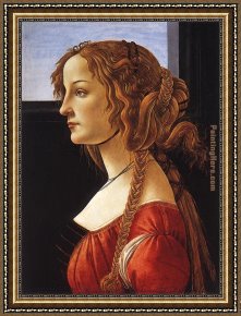 Portrait of a Woman Framed Paintings - Portrait of a Young Woman by Sandro Botticelli