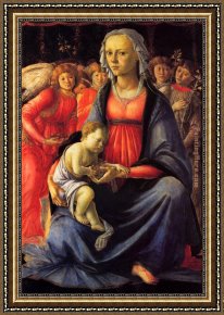 Child Framed Paintings - The Virgin and Child with Five Angels by Sandro Botticelli