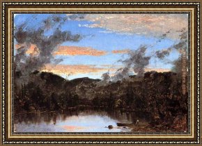 Rising Framed Paintings - A Mist Rising at Sunset in the Catskills by Sanford Robinson Gifford