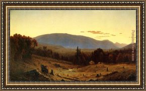 A Bay Hunter with Two Spaniels Framed Paintings - Hunter Mountain, Twilight by Sanford Robinson Gifford