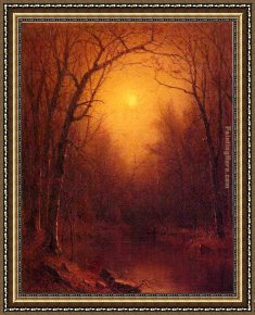 Summer Framed Paintings - Indian Summer in the Bronx by Sanford Robinson Gifford