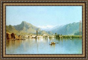 Napoleon, King of Italy Framed Paintings - Lago di Garda, Italy by Sanford Robinson Gifford