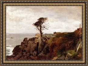 Man with Scythe Framed Paintings - No Man's Land by Sanford Robinson Gifford