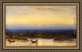 Sunrise Framed Paintings - Sunrise, Long Branch, New Jersey by Sanford Robinson Gifford