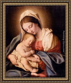 Madonna And Child with Sts Matthew And Nicholas Framed Paintings - Madonna and Child by Sassoferrato