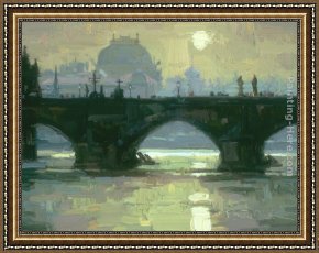 An Evening in Prague Framed Paintings - Prague Sunrise by Scott Burdick