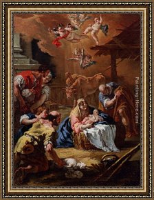 Shepherd Framed Paintings - Adoration Of The Shepherds by Sebastiano Ricci