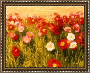 Poppies Framed Paintings - Poppies Make Me Happy by Shirley Novak
