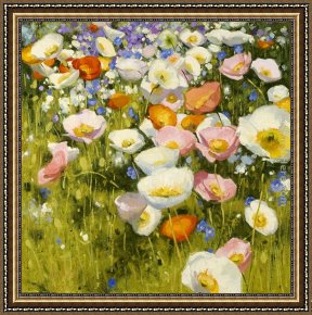 Sunny Framed Paintings - Sunny Meadow by Shirley Novak