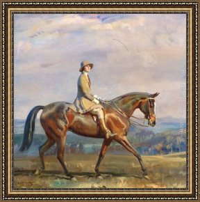 Portrait of Mrs Abney Framed Paintings - Portrait of Mrs Margaretta Park Frew Riding by Sir Alfred James Munnings