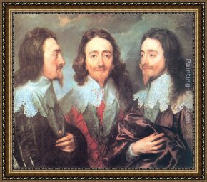 Sir Antony Van Dyck Framed Paintings - Charles I in Three Positions by Sir Antony van Dyck
