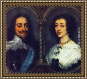 Sir Antony Van Dyck Framed Paintings - Charles I of England and Henrietta of France by Sir Antony van Dyck