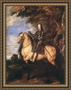 Sir Antony Van Dyck Framed Paintings - Charles I on Horseback by Sir Antony van Dyck