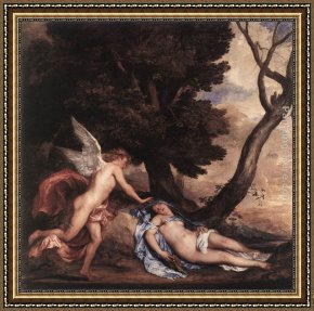 The Education of Cupid Framed Paintings - Cupid and Psyche by Sir Antony van Dyck