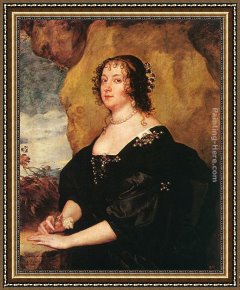 Diana And Acteon Framed Paintings - Diana Cecil, Countess of Oxford by Sir Antony van Dyck