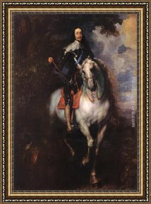 Sir Antony Van Dyck Framed Paintings - Equestrian Portrait of Charles I, King of England by Sir Antony van Dyck