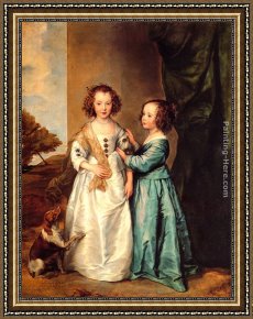 Sir Antony Van Dyck Framed Paintings - Philadelphia and Elizabeth Wharton by Sir Antony van Dyck