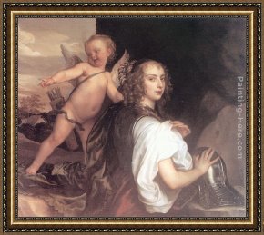Sir Antony Van Dyck Framed Paintings - Portrait of a Girl as Erminia Accompanied by Cupid by Sir Antony van Dyck