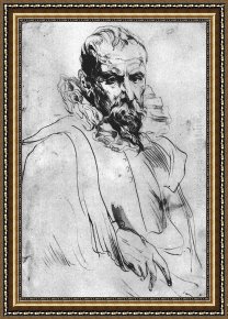 Sir Antony Van Dyck Framed Paintings - Portrait of Pieter Bruegel the Younger by Sir Antony van Dyck