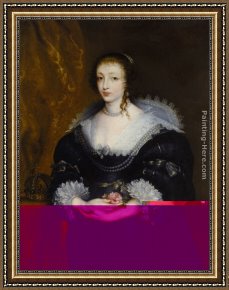 Caterina Cornaro, Queen of Cyprus Framed Paintings - Portrait of Queen Henrietta Maria by Sir Antony van Dyck