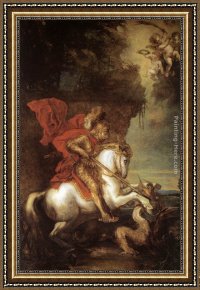 Saint George And The Dragon Framed Paintings - St George and the Dragon by Sir Antony van Dyck