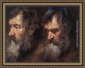 Sir Antony Van Dyck Framed Paintings - Studies of a Man's Head by Sir Antony van Dyck