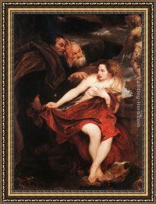 Elders Framed Paintings - Susanna and the Elders by Sir Antony van Dyck