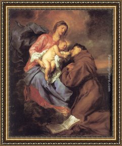 Sir Antony Van Dyck Framed Paintings - The Vision of St Anthony by Sir Antony van Dyck