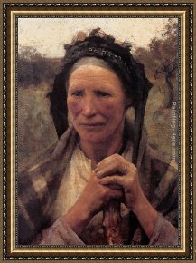 Study of The Head of an Old Woman Framed Paintings - Head of a Peasant Woman by Sir George Clausen