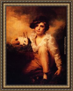 Henry Lejeune Framed Paintings - Boy And Rabbit by Sir Henry Raeburn