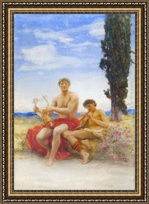 Hubert Framed Paintings - And Culture Stills His Harmonies to Heed the Inspiration of the Untaught Seed by Sir Hubert von Herkomer