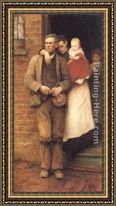 Hubert Framed Paintings - On Strike by Sir Hubert von Herkomer