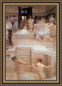 Her Favorite Book Framed Paintings - A Favorite Custom by Sir Lawrence Alma-Tadema