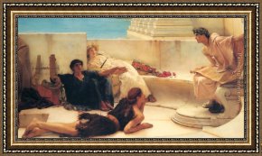 Reading a Book Framed Paintings - A Reading from Homer by Sir Lawrence Alma-Tadema
