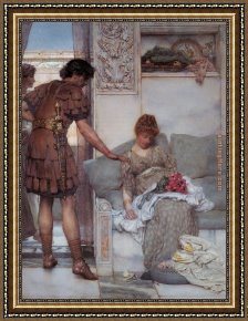 Silent Thoughts Framed Paintings - A Silent Greeting by Sir Lawrence Alma-Tadema
