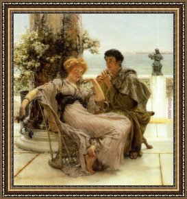 Sir Hubert Von Herkomer Framed Paintings - Courtship the Proposal by Sir Lawrence Alma-Tadema