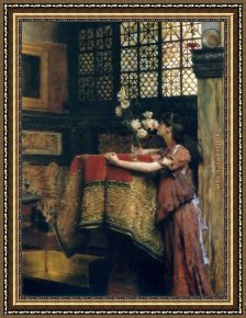 Painter in His Studio, Painting a Musical Company Framed Paintings - In My Studio by Sir Lawrence Alma-Tadema