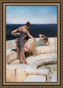 Her Favorite Book Framed Paintings - Silver Favorites by Sir Lawrence Alma-Tadema