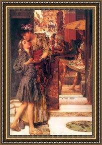 Farewell Kiss Framed Paintings - The Parting Kiss by Sir Lawrence Alma-Tadema