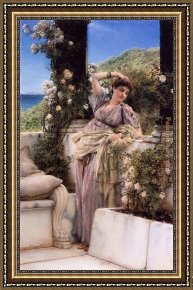Park of Rose Framed Paintings - Thou Rose of all the Roses by Sir Lawrence Alma-Tadema