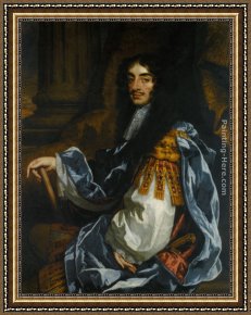 The King And The Beggar-maid Framed Paintings - Portrait of King Charles II by Sir Peter Lely