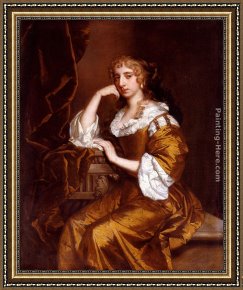 Portrait of Mrs Abney Framed Paintings - Portrait Of Mrs. Charles Bertie by Sir Peter Lely