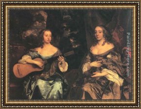 Ladies at The Milliners Framed Paintings - Two Ladies of the Lake Family by Sir Peter Lely
