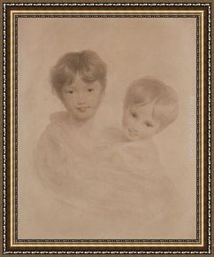 Portrait of a Young Boy Framed Paintings - Portrait Sketch of Two Boys - Possibly George 3rd Marquees Townshend and his Younger Brother Charles by Sir Thomas Lawrence